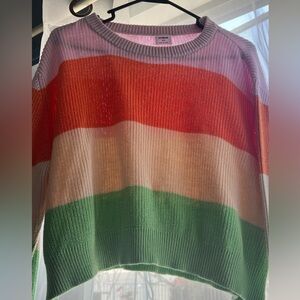 Knitted Cropped color block sweater